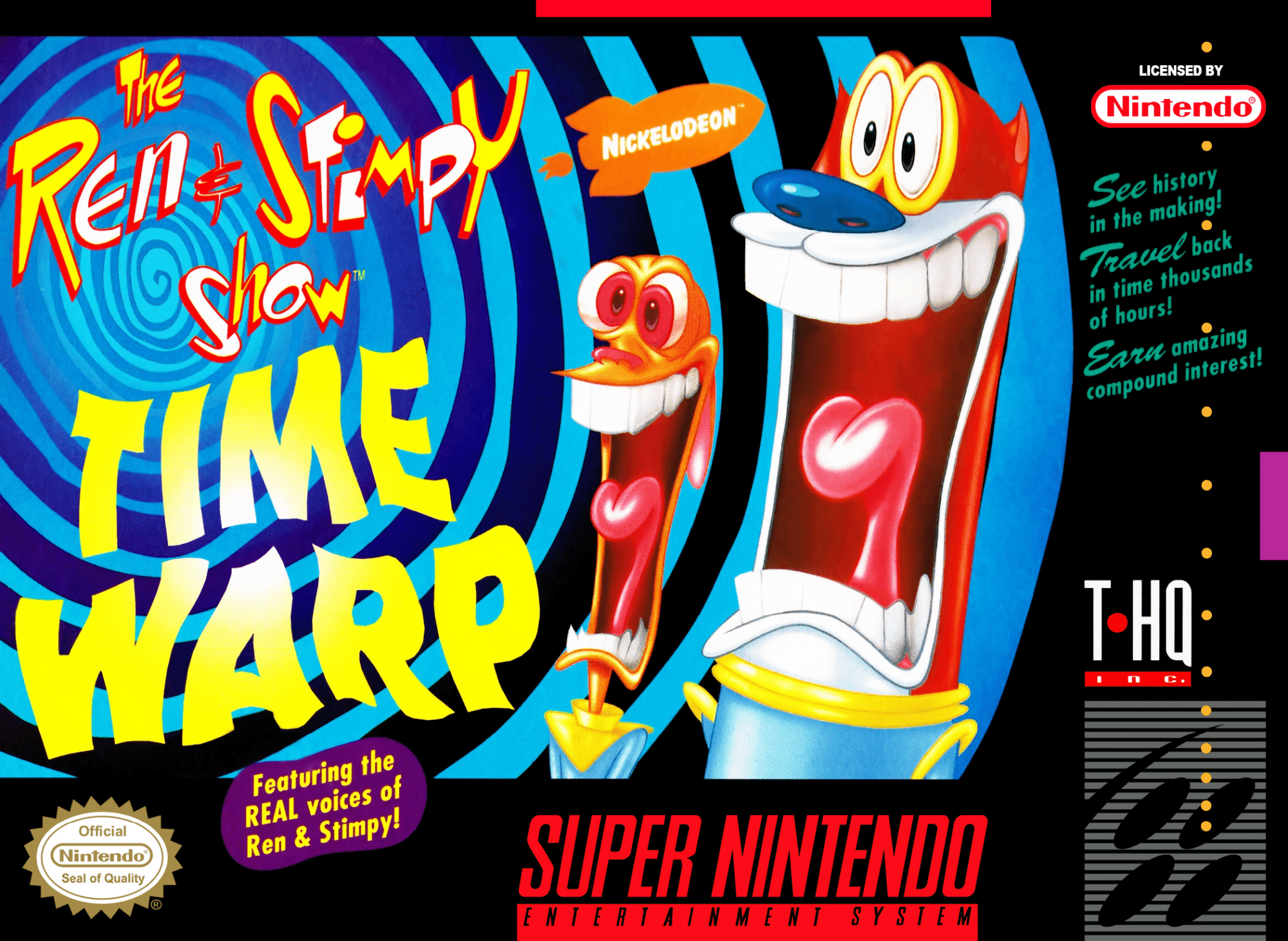 The Ren and Stimpy Show Time Warp box art for Super Nintendo